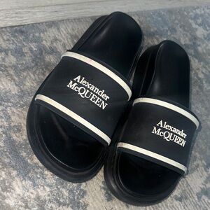 Alexander McQueen Black and White Slides Authentic